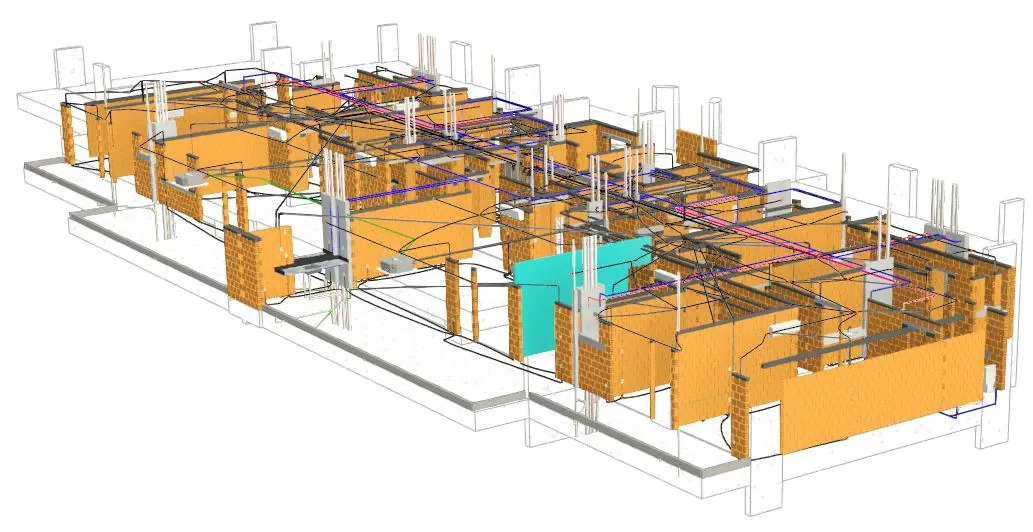 Compatibilização e modulação de alvenaria de uma torre em 3D